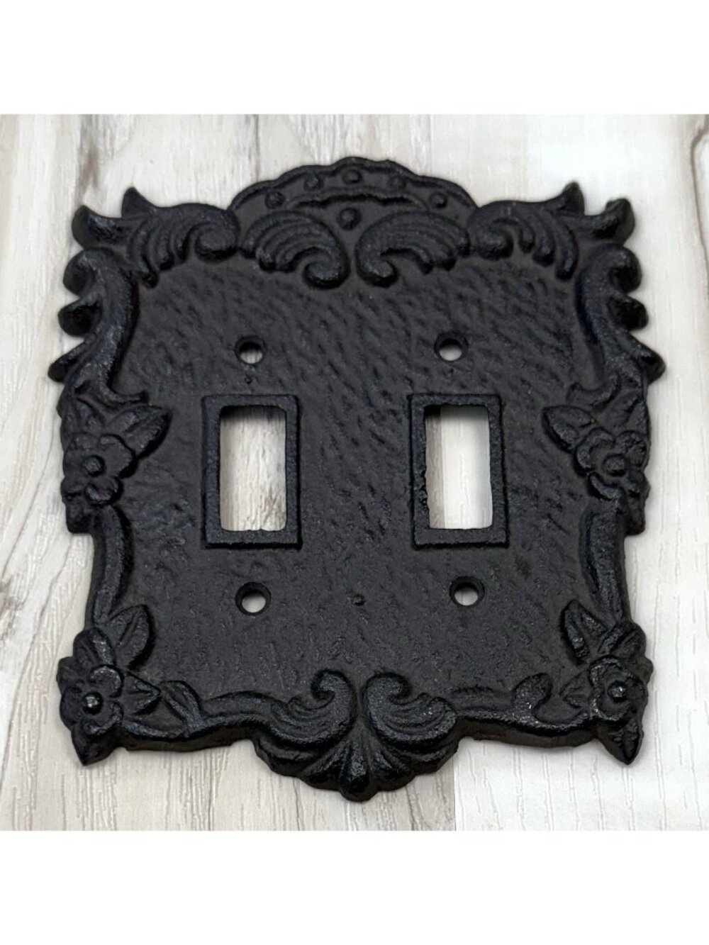 5"x6" Heavy Rubbed Bronzetone Cast Iron Ornate Double Light Switch PLATE COVER